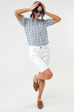 womens white denim cuffed bermuda shorts